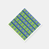 Blaue grüne Weihnachtsbaume Geometrische Streifen Serviette (Ecke)