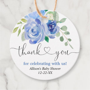 Blaue grüne weiße Blumen danke Ihnen für Tags Geschenkanhänger