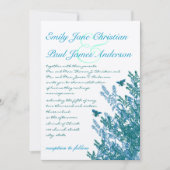 Blaue grüne Wildblume Bienen Hochzeitsfeier Einladung (Vorderseite)