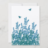 Blaue grüne Wildblume Bienen Hochzeitsfeier Einladung (Rückseite)