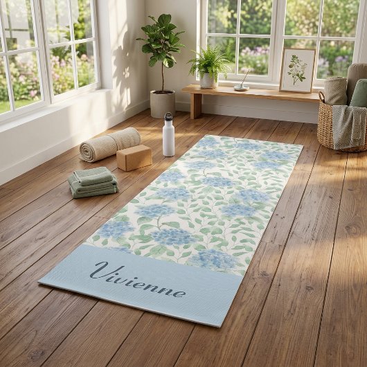 Blaue Grüne Wildblumen-Wasserfarbe Benutzername Yogamatte