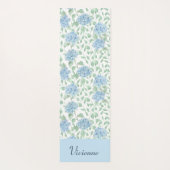 Blaue Grüne Wildblumen-Wasserfarbe Benutzername Yogamatte (Rückseite)