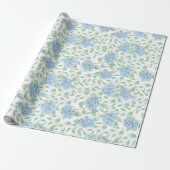 Blaue Grüne Wildblumen-Wasserfarbe Geschenkpapier (Ungerollt)
