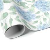 Blaue Grüne Wildblumen-Wasserfarbe Geschenkpapier (Rolleneckpunkt)