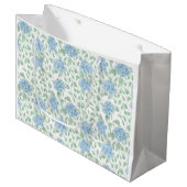Blaue Grüne Wildblumen-Wasserfarbe Große Geschenktüte (Vorderseite Schrägansicht)