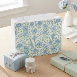 Blaue Grüne Wildblumen-Wasserfarbe Große Geschenktüte