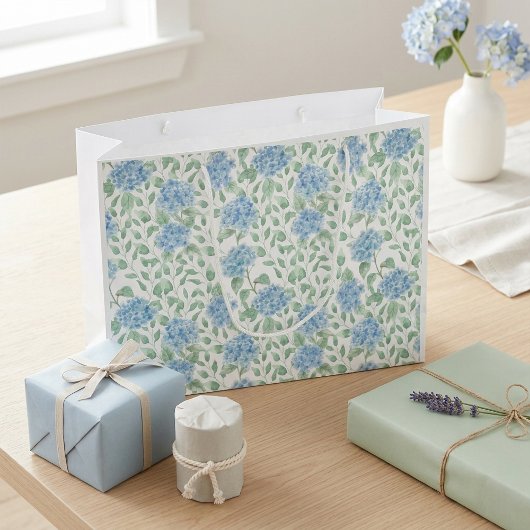 Blaue Grüne Wildblumen-Wasserfarbe Große Geschenktüte