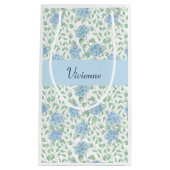 Blaue Grüne Wildblumen-Wasserfarbe-Monogramm Kleine Geschenktüte (Vorderseite)