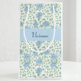 Blaue Grüne Wildblumen-Wasserfarbe-Monogramm Kleine Geschenktüte