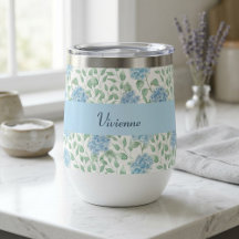 Blaue Grüne Wildblumen-Wasserfarbe-Monogramm-Name