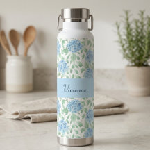 Blaue grüne Wildblumen-Wasserfarbe-Monogramm-Name