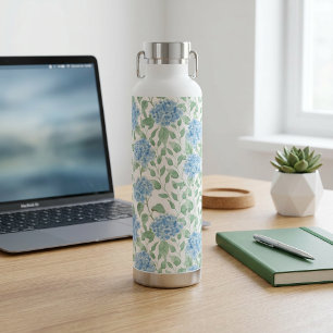 Blaue Grüne Wildblumen-Wasserfarbe Trinkflasche
