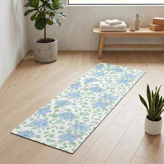 Blaue Grüne Wildblumen-Wasserfarbe Yogamatte