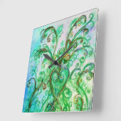 BLAUE GRÜNE WUNDERSCHÖNE SCHNÖRKEL MIT HERZ QUADRATISCHE WANDUHR (Winkel)