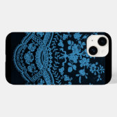 Blaue Grunge-Spitze Case-Mate iPhone Hülle (Rückseite (Horizontal))