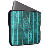 Blaue Grunge-Wald-Eule Laptopschutzhülle (Vorne Rechts)