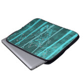 Blaue Grunge-Wald-Eule Laptopschutzhülle (Vorne Knopf)