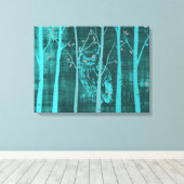 Blaue Grunge-Wald-Eule Leinwanddruck (Insitu (Holzboden))