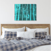 Blaue Grunge-Wald-Eule Leinwanddruck (Insitu (Schlafzimmer))