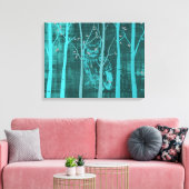 Blaue Grunge-Wald-Eule Leinwanddruck (Insitu (Wohnzimmer))