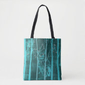 Blaue Grunge-Wald-Eulen-Kunst Tasche (Vorderseite)