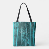 Blaue Grunge-Wald-Eulen-Kunst Tasche (Rückseite)