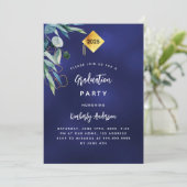 Blaue Grünpflanzen 2025 Graduierungsparty Einladung (Stehend Vorderseite)