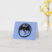 Blaue Grußkarte des schwarzen Drachen (horizontal) Karte (Gelbe Blume)