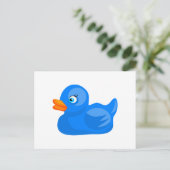 Blaue Gummiente Postkarte (Stehend Vorderseite)