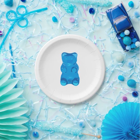 Blaue Gummybear Illustration Pappteller (Party)