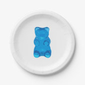 Blaue Gummybear Illustration Pappteller (Vorderseite)