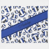 Blaue Gürtelkugeln Muster w Netzakzent Fleecedecke (Vorderseite (Horizontal))