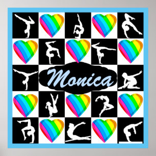 BLAUE GYMNAST LIEBE HÖRT PERSONALISIERTES POSTER