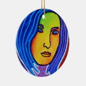 Blaue Haar-Dame Keramik Ornament (Rechts)