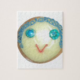 Blaue Haare Emoji Kunst Druck/Grafik Puzzle