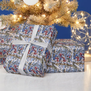 Blaue Häher auf einem winterlichen Ast Geschenkpapier
