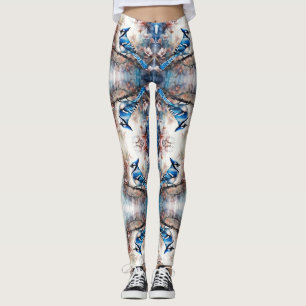 Blaue Häher-Kirschblüten-Aquarell Leggings