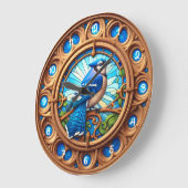 Blaue Häherscheiben Glas-Erbe Große Wanduhr (Winkel)