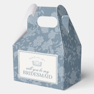 Blaue Häkeldeckchen-Blumen-Brautjungfer-Vorschlags Geschenkschachtel