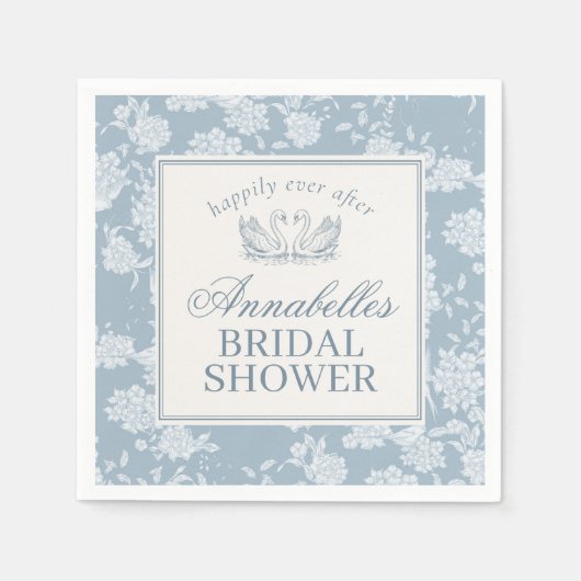Blaue Häkeldeckchen Hochzeitsshower im Vintage-Blu Serviette (Vorderseite)