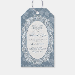 Blaue Häkelspitze Vintage Floral Brautparty Geschenkanhänger