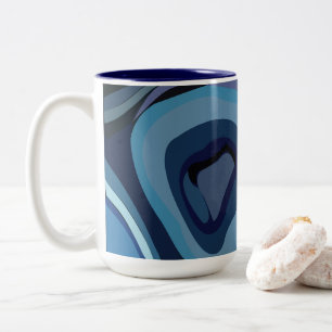 Blaue Halbkreise Abstrakte Geometrie Zweifarbige Tasse