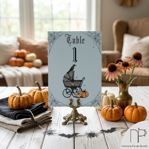 Blaue Halloween-Baby-Shower-Tischnummer Tischnummer