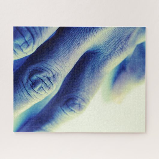 Blaue Hand Puzzle (Horizontal)