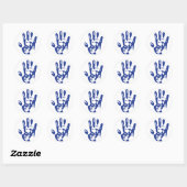 Blaue Hand Runder Aufkleber (Blatt)