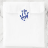 Blaue Hand Runder Aufkleber (Tasche)