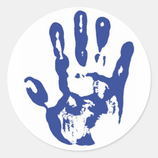 Blaue Hand Runder Aufkleber