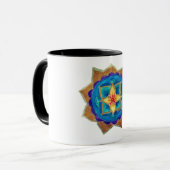Blaue handbemalte Mandala Art Ringer Combo Tasse (Vorderseite Links)