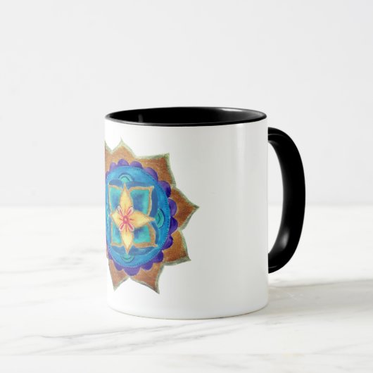 Blaue handbemalte Mandala Art Ringer Combo Tasse (VorderseiteRechts)
