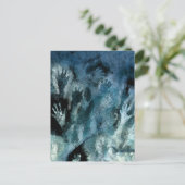 Blaue Hände Postkarte (Stehend Vorderseite)
